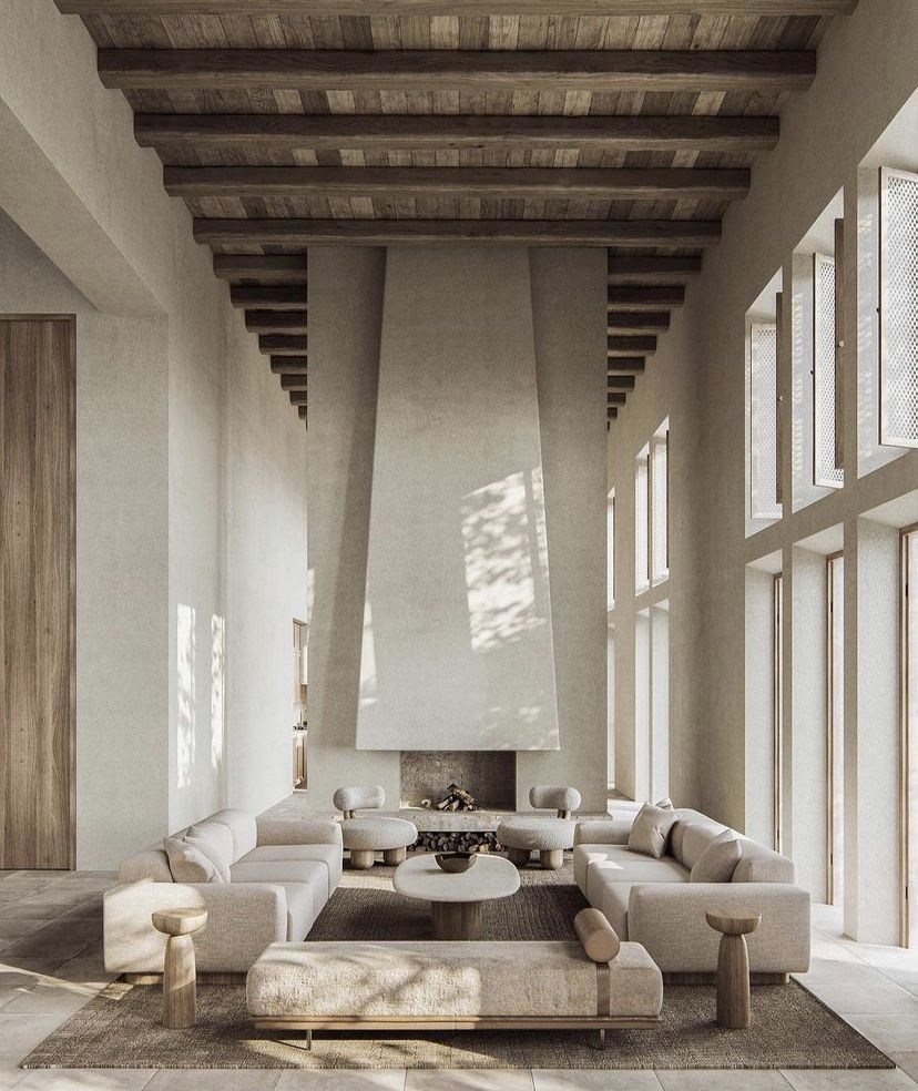 décoration intérieur matériaux naturels design déco salon canapé bois tapis en jute chaux